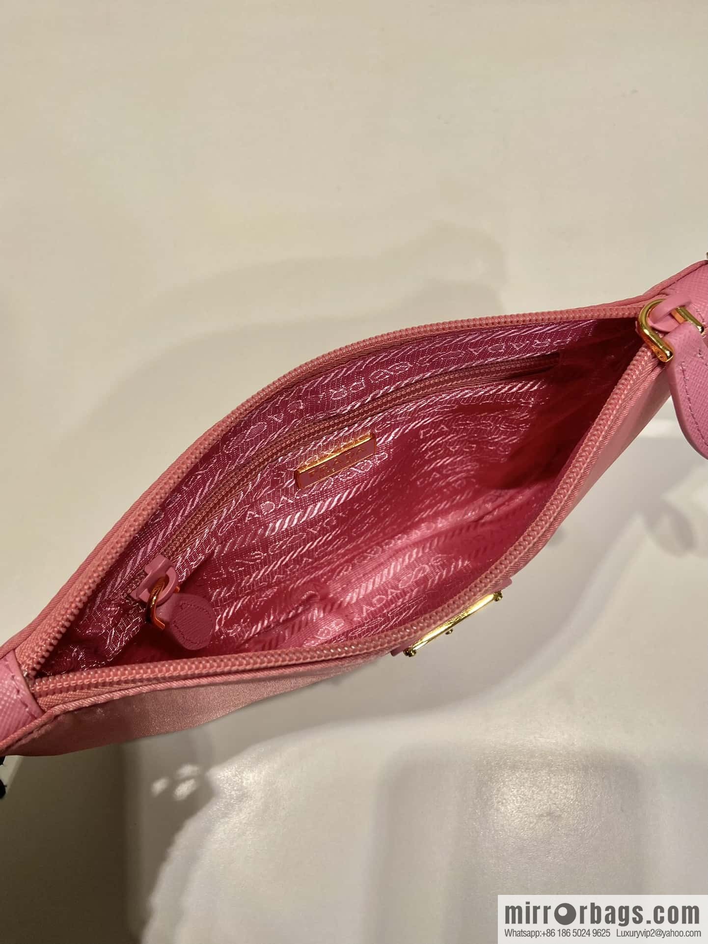 PRADA new armpit bag ๐๐ 1NI545/K gold new ๐๐ pink