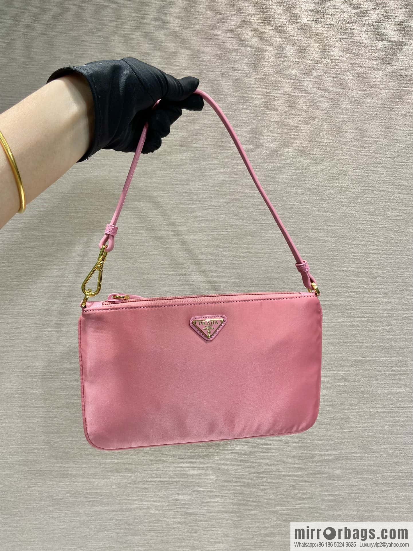 PRADA new armpit bag ๐๐ 1NI545/K gold new ๐๐ pink