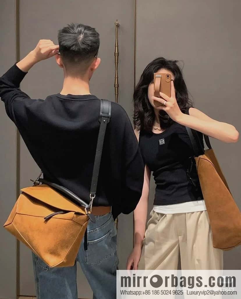 LOEWE new 🆕 large pressed suede leather Puzzle Fold handbag 0692