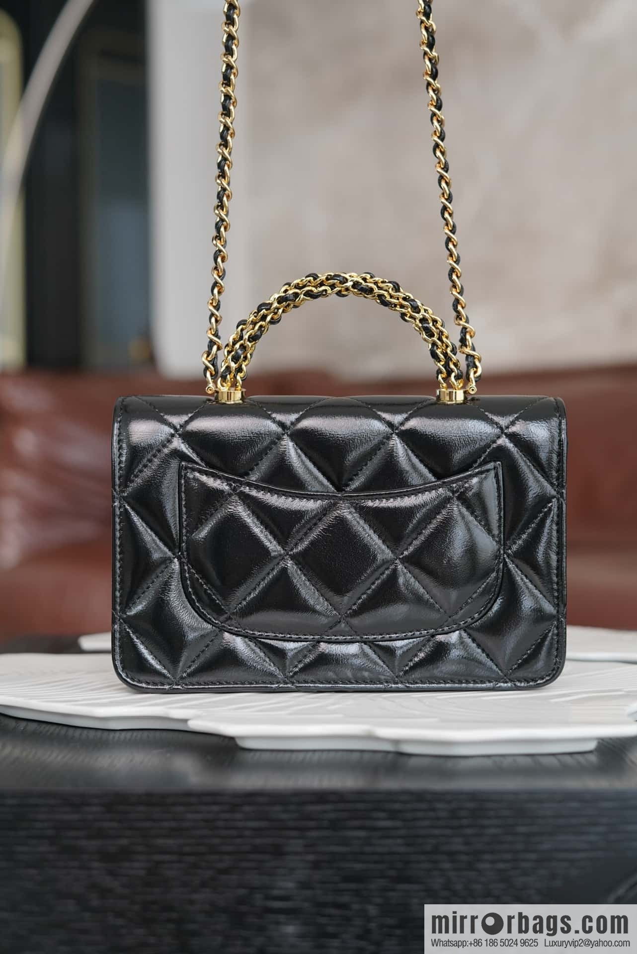 CHANEL Flap New thick chain handle Woc black ➿ AP4166 B17675 94305