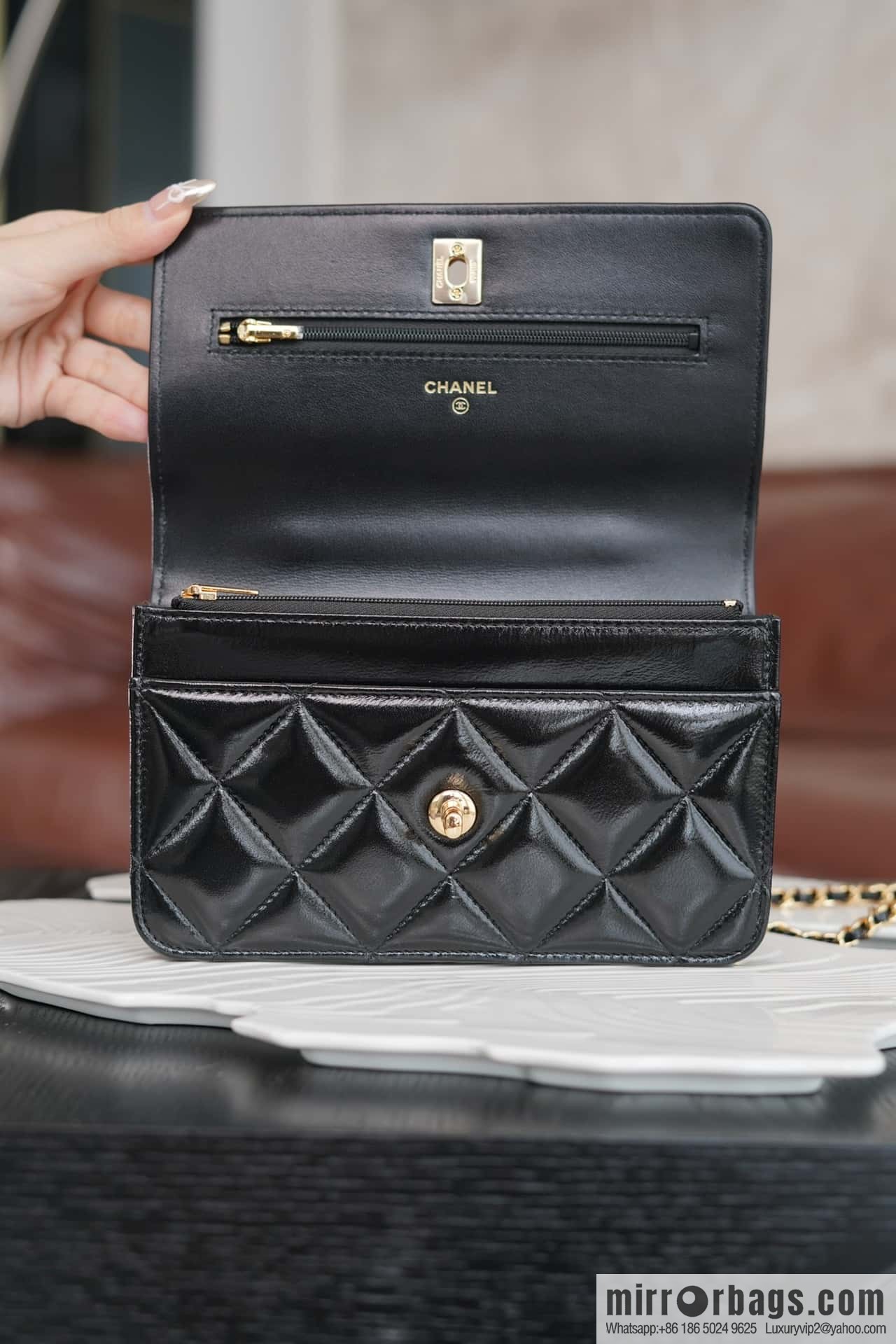 CHANEL Flap New thick chain handle Woc black ➿ AP4166 B17675 94305