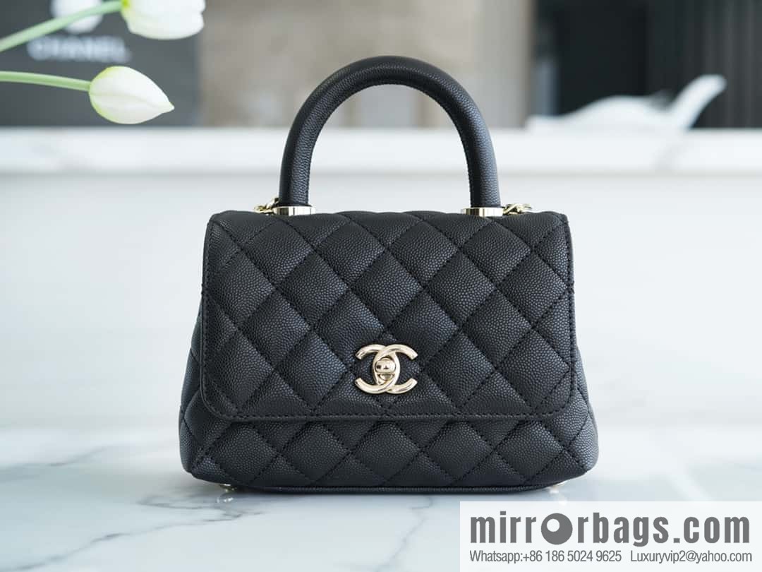 CHANEL spring and summer new product 𝗠𝗶𝗡𝗶 𝗖𝗼𝗖𝗼 𝗛𝗮𝗻𝗱𝗹𝗲 black gold AS2215