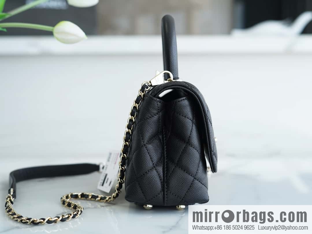 CHANEL spring and summer new product 𝗠𝗶𝗡𝗶 𝗖𝗼𝗖𝗼 𝗛𝗮𝗻𝗱𝗹𝗲 black gold AS2215