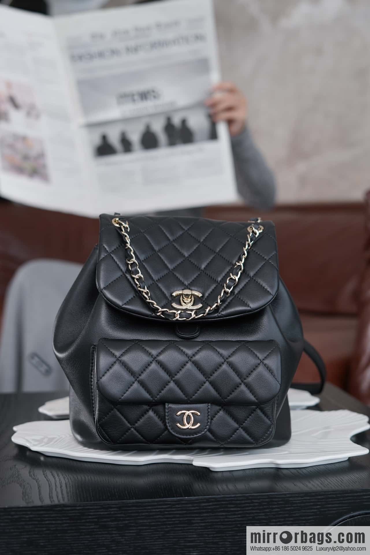 CHANEL new backpack, black, large AS3618.