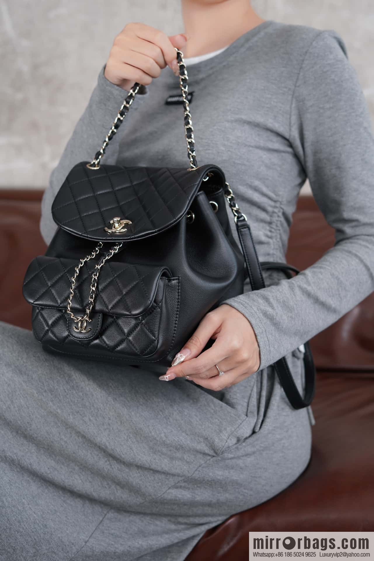 CHANEL new backpack, black, large AS3618.