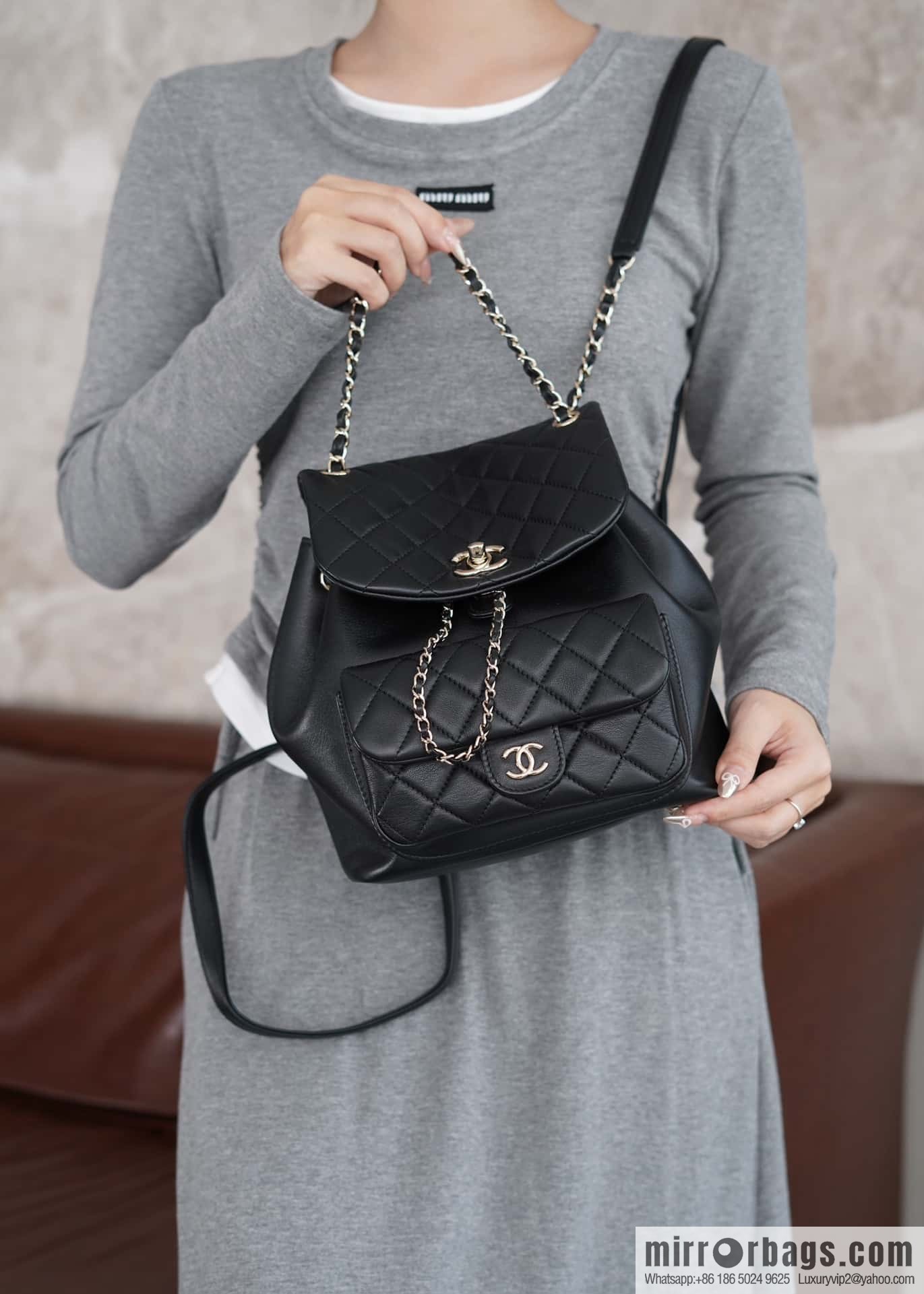 CHANEL new backpack, black, large AS3618.