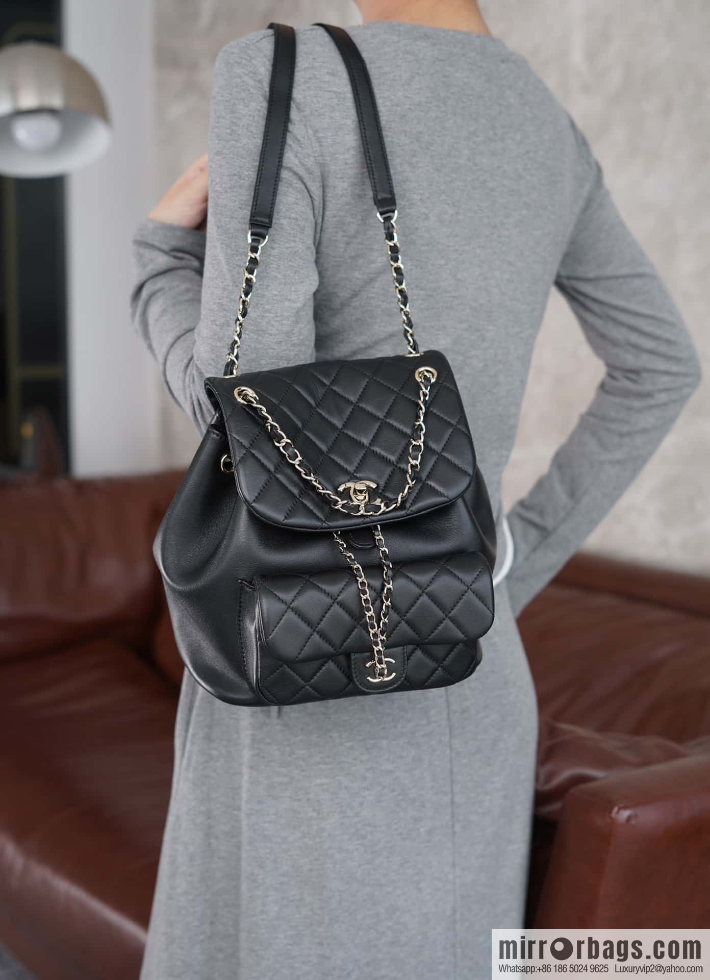 CHANEL new backpack, black, large AS3618.