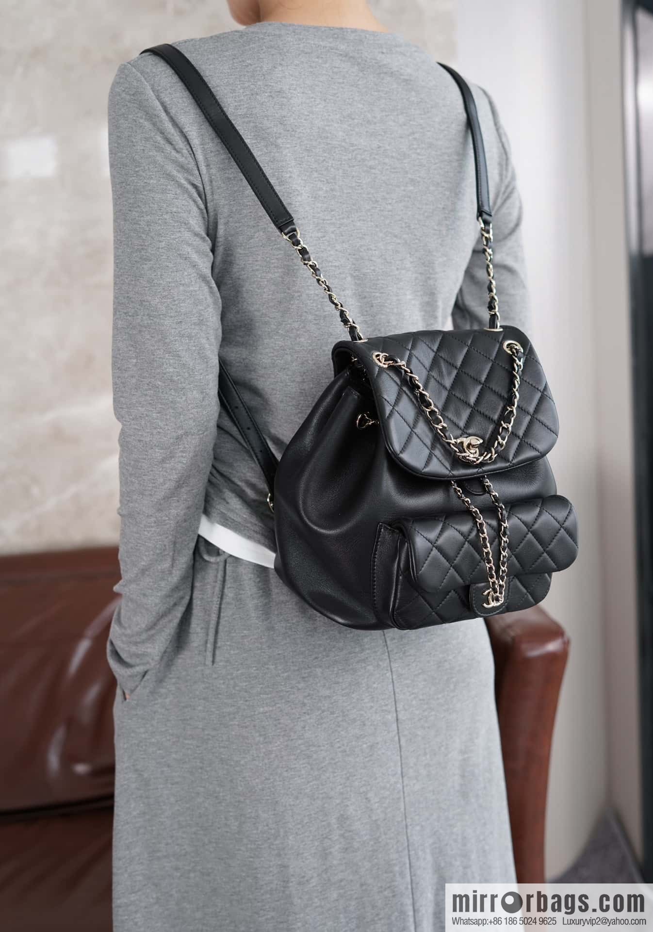 CHANEL new backpack, black, large AS3618.