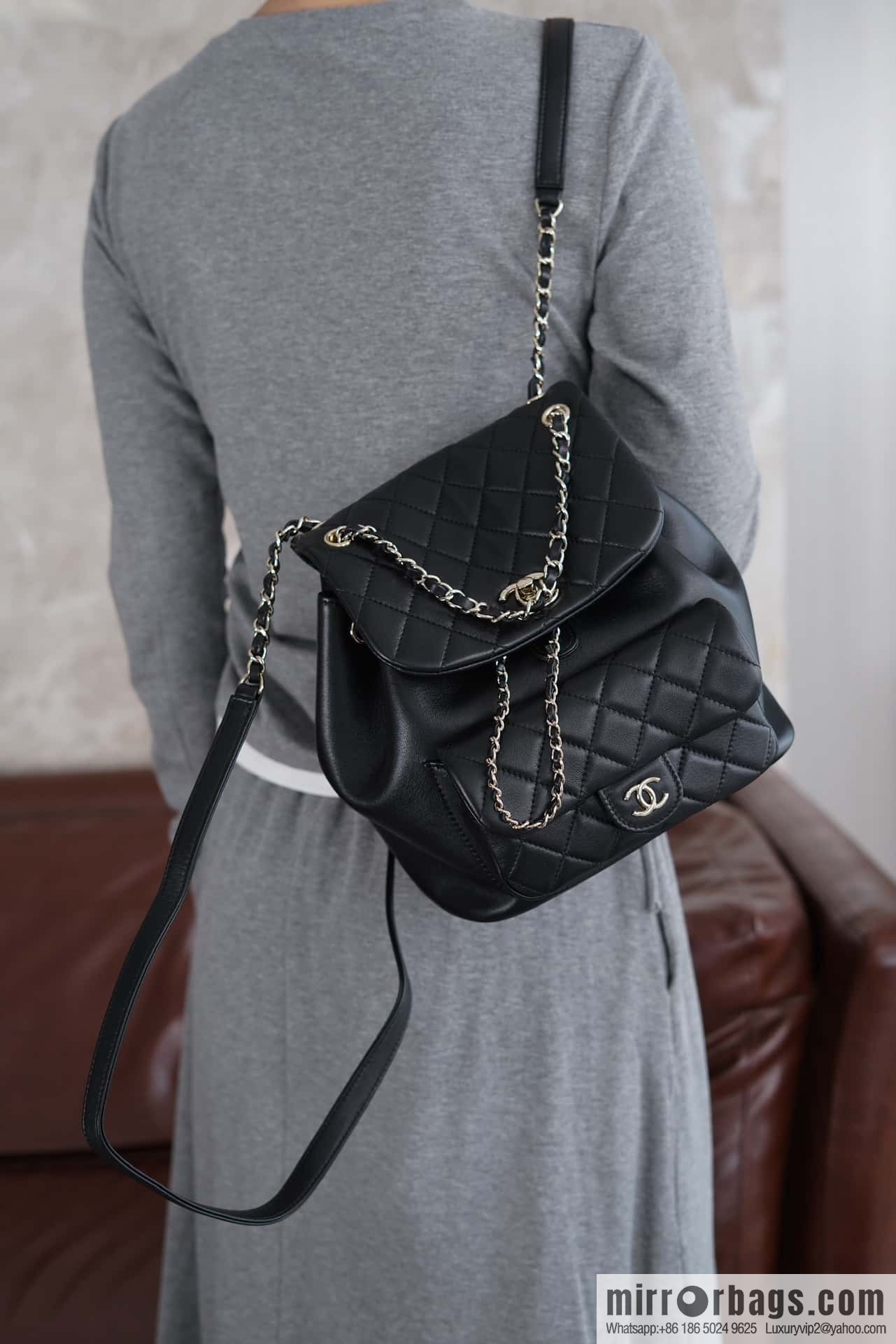 CHANEL new backpack, black, large AS3618.