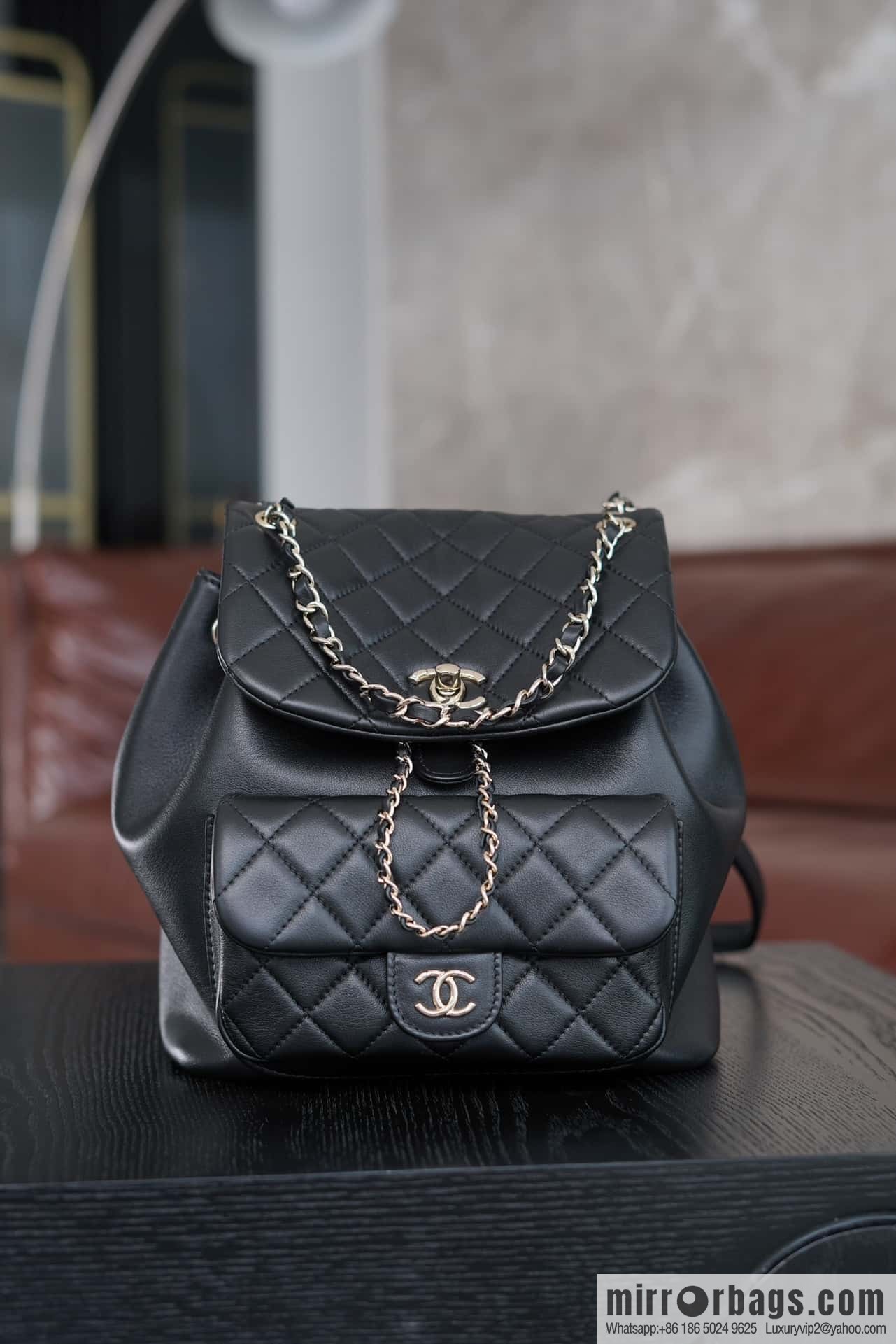 CHANEL new backpack, black, large AS3618.