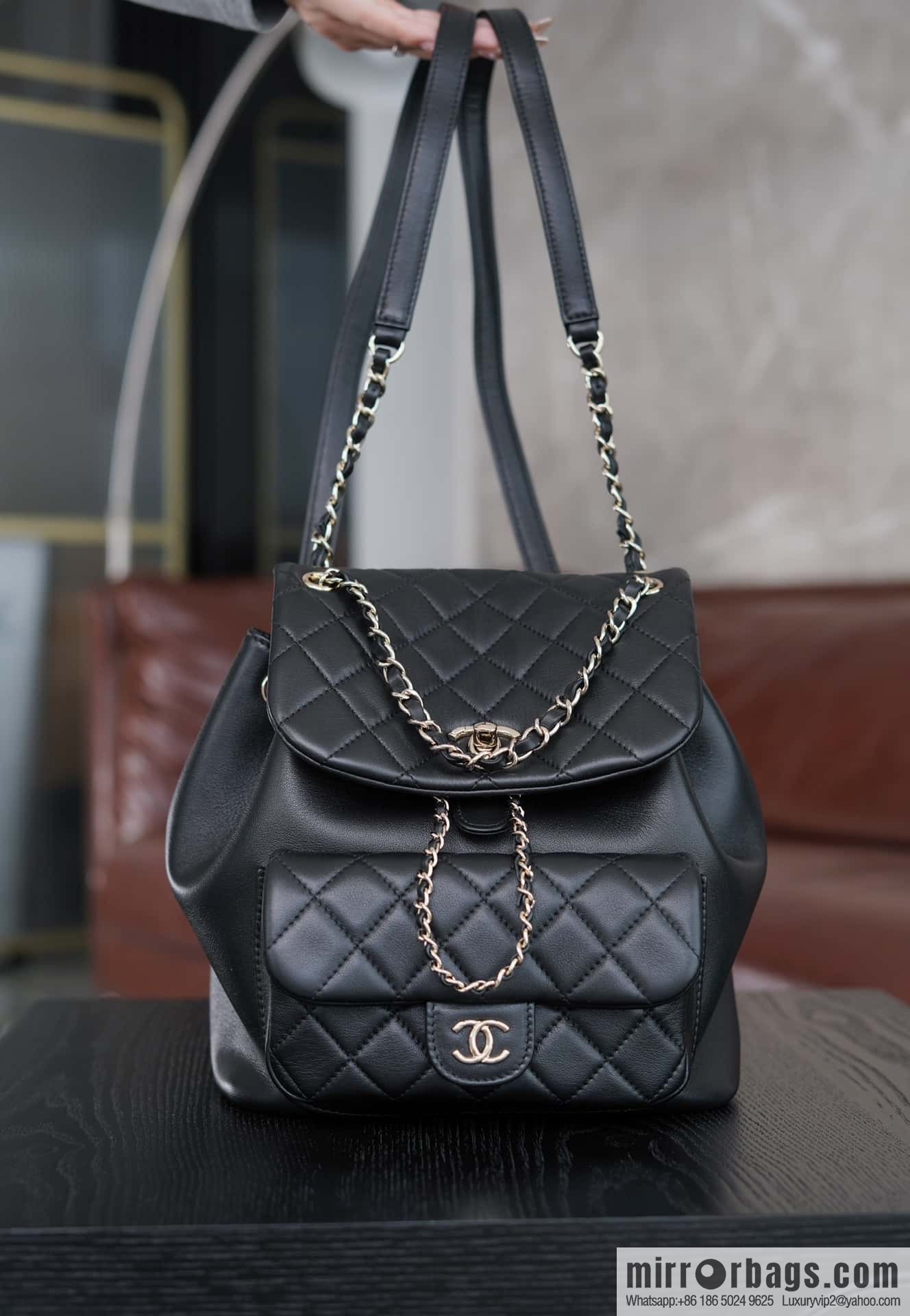 CHANEL new backpack, black, large AS3618.