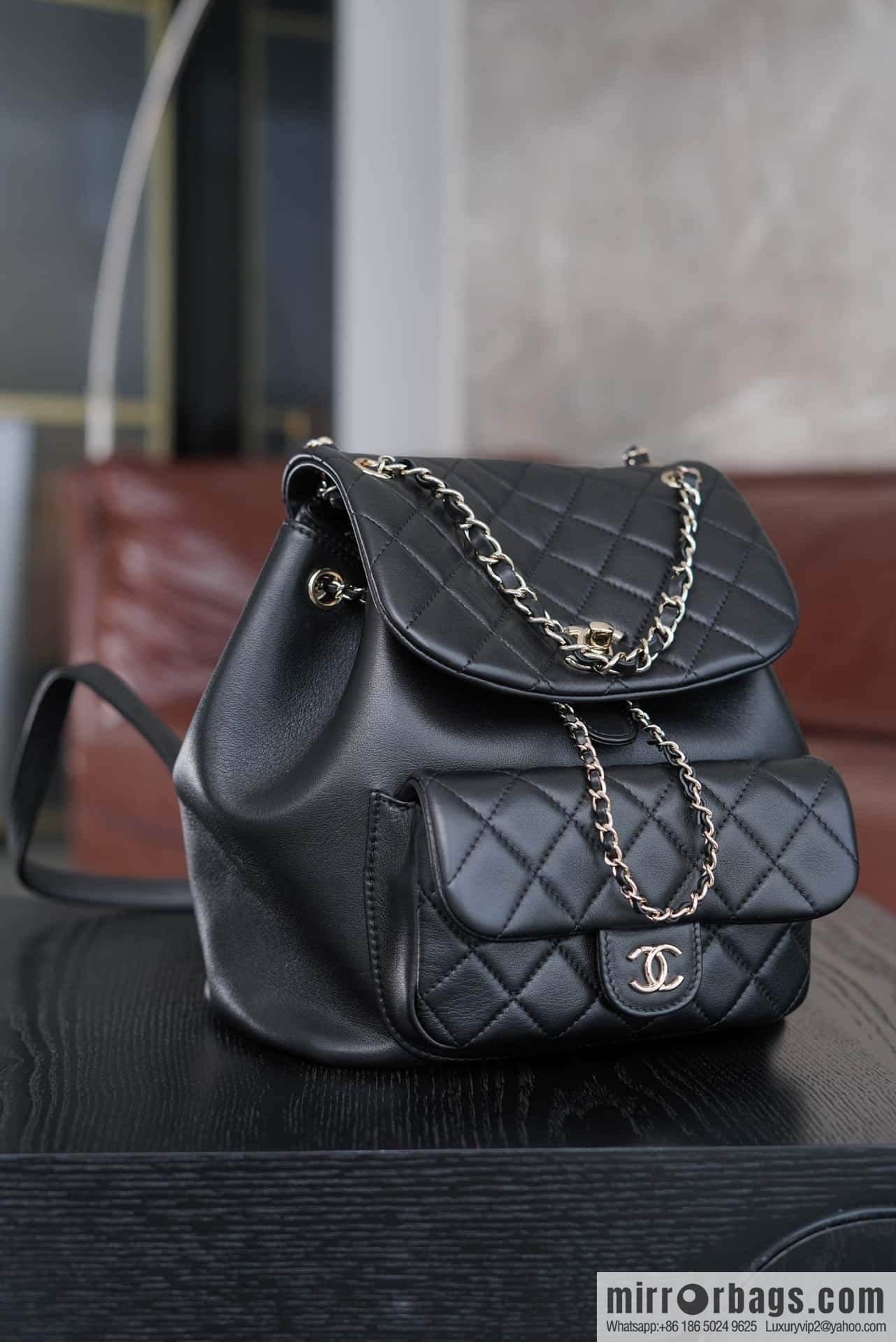 CHANEL new backpack, black, large AS3618.