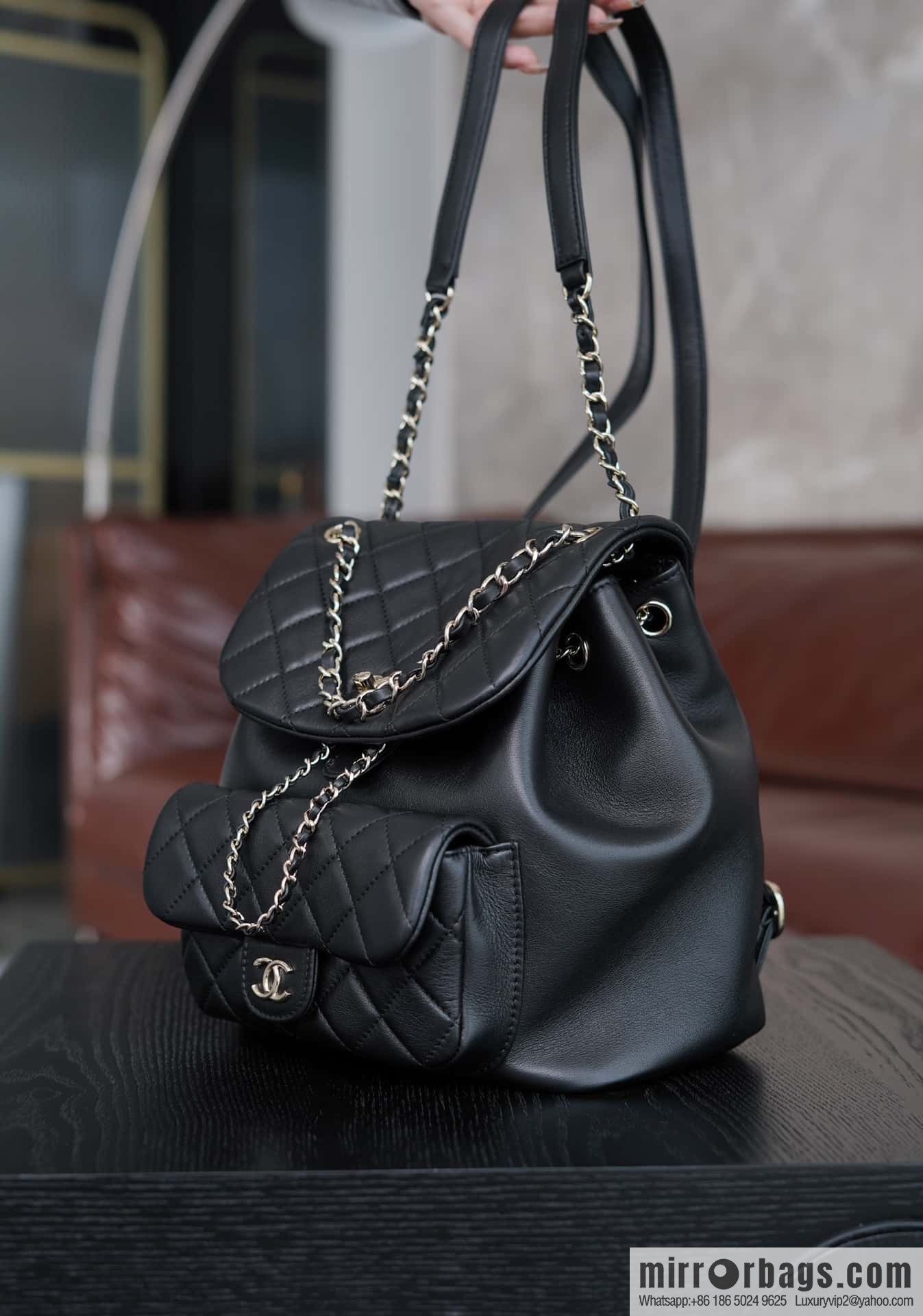CHANEL new backpack, black, large AS3618.