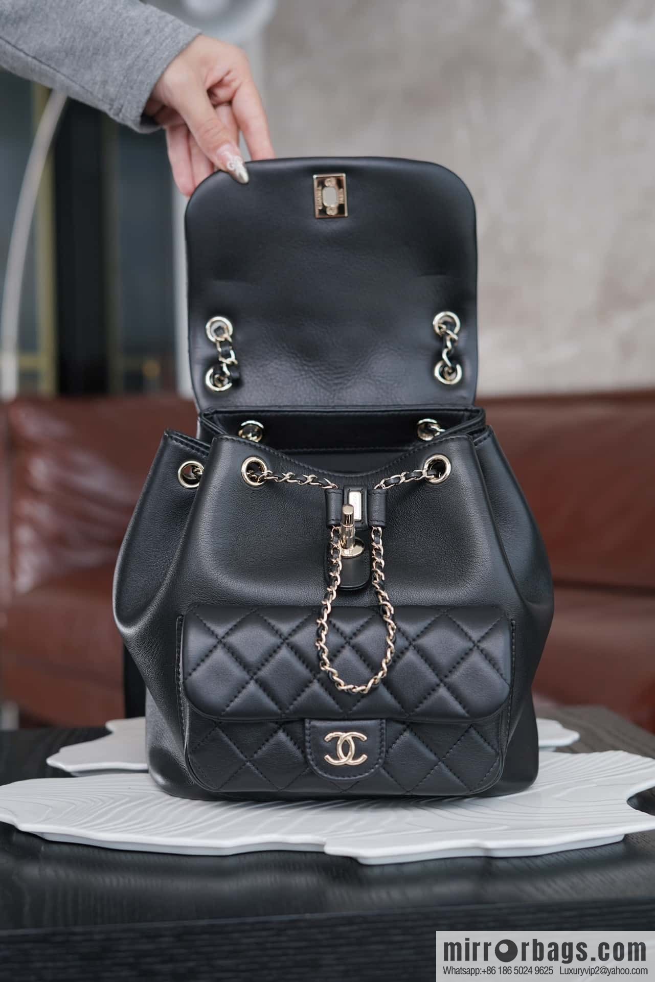 CHANEL new backpack, black, large AS3618.
