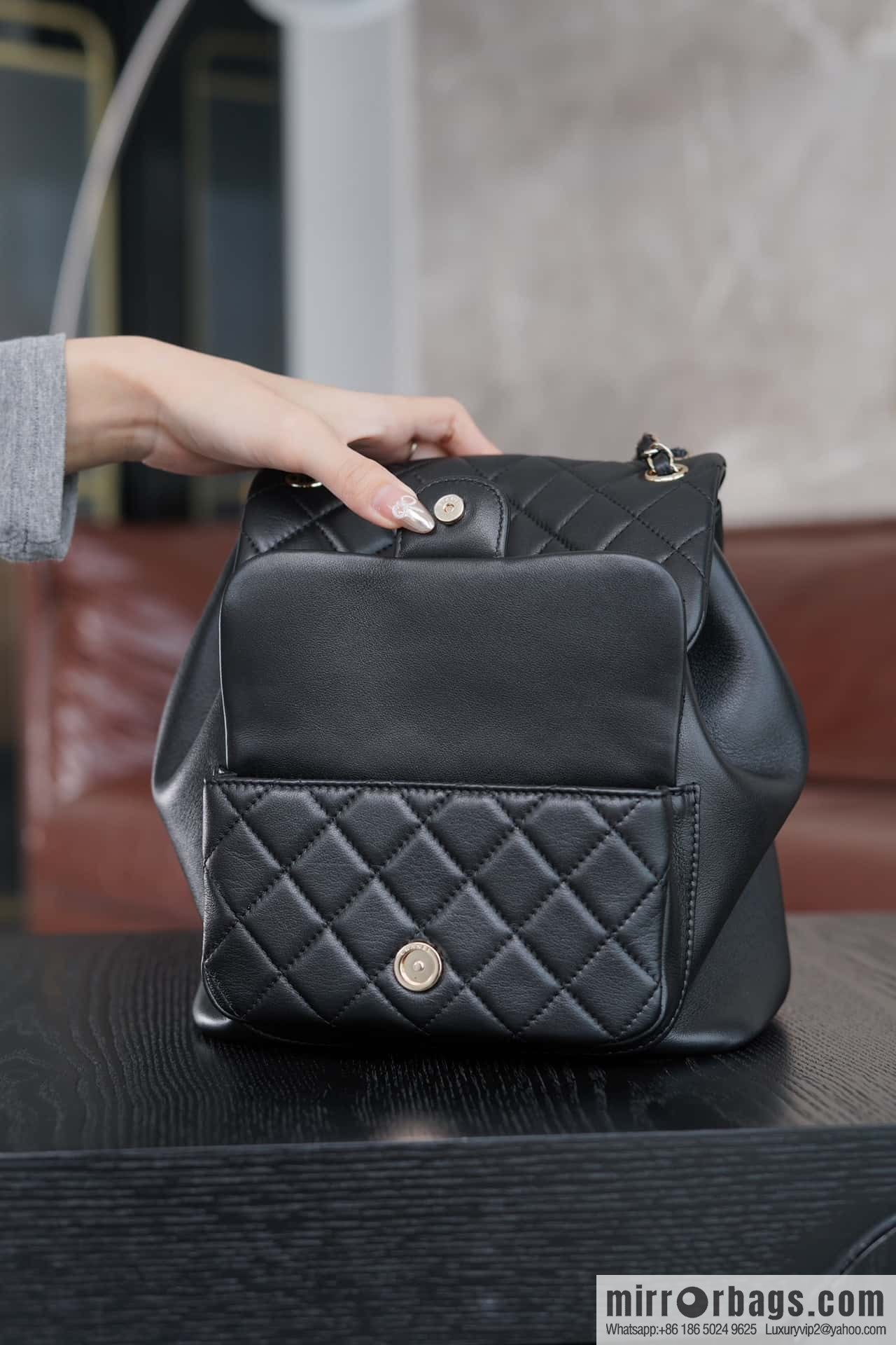 CHANEL new backpack, black, large AS3618.