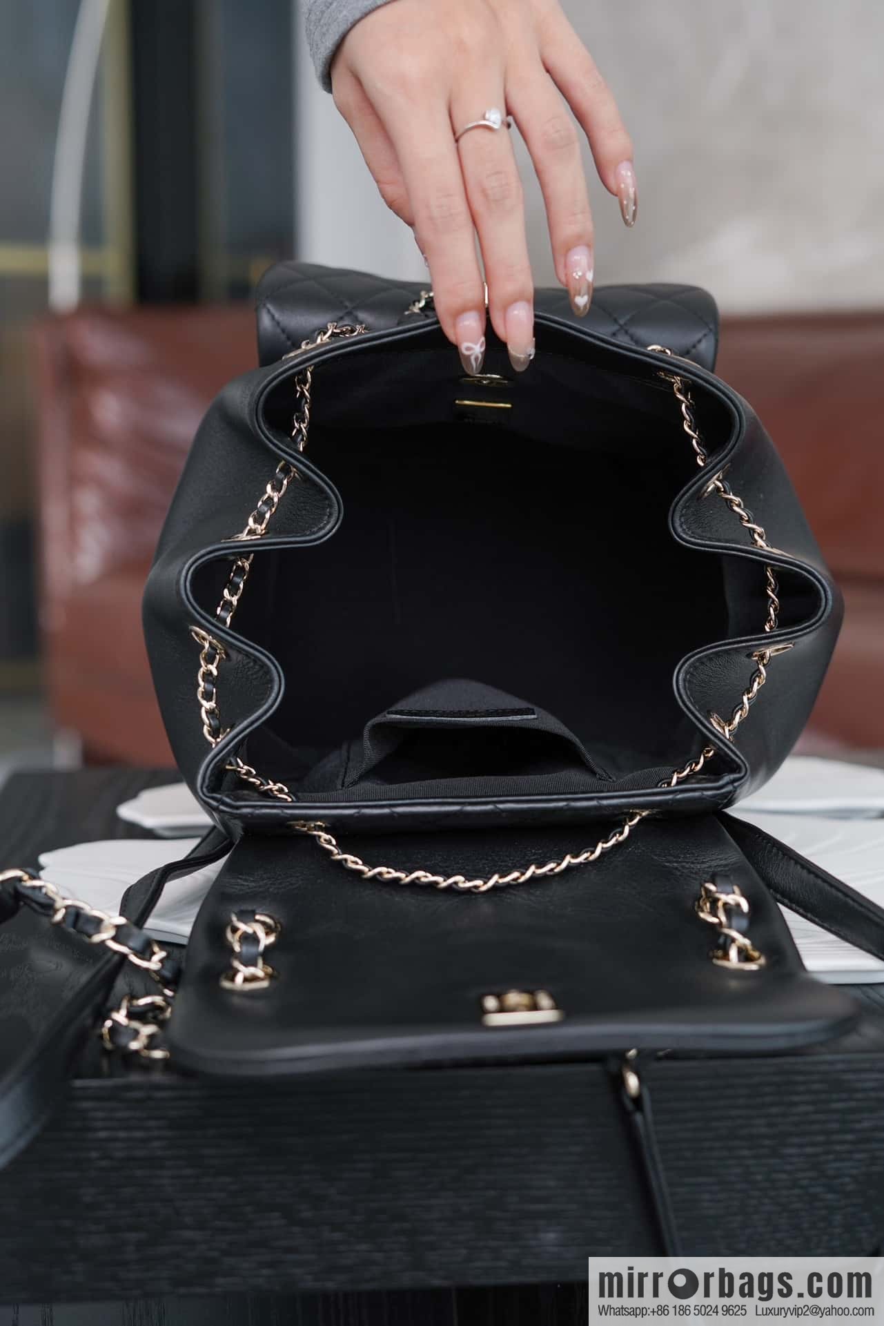 CHANEL new backpack, black, large AS3618.