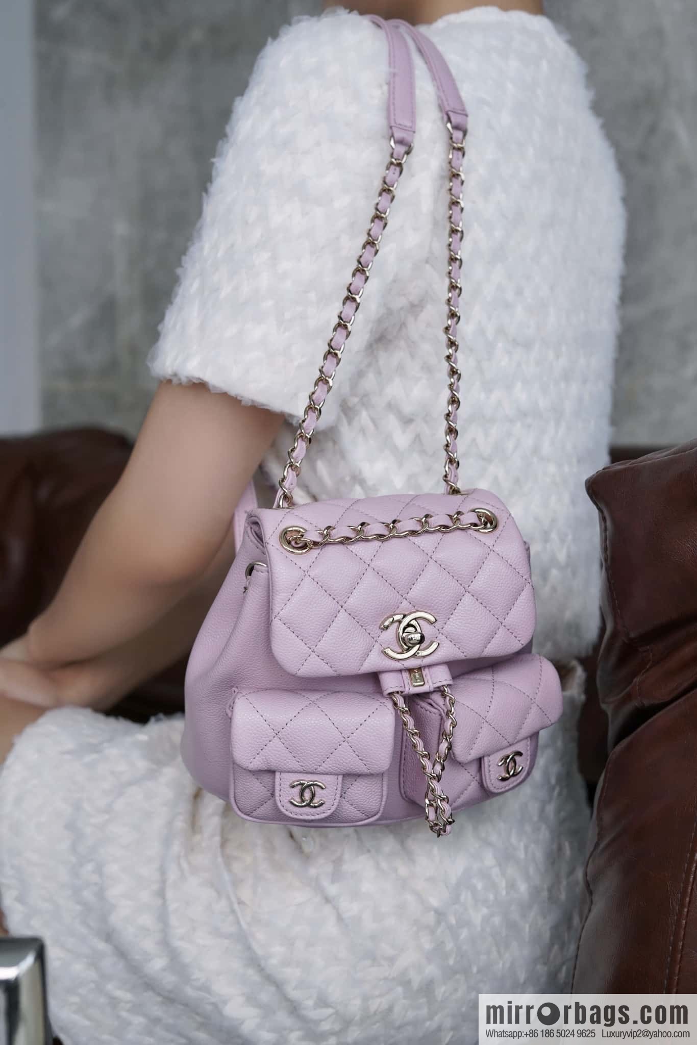 CHANEL Duma backpack, small, pink, genuine leather AS3787.