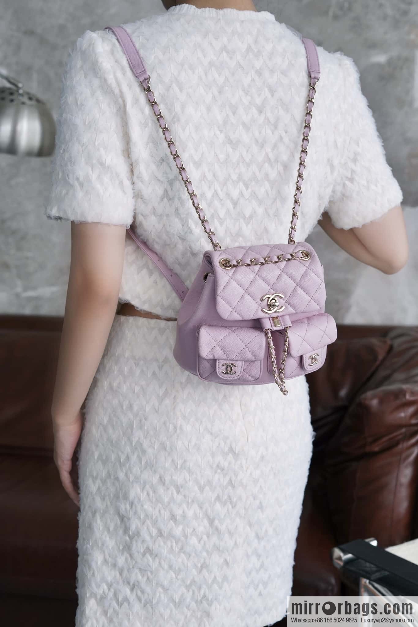 CHANEL Duma backpack, small, pink, genuine leather AS3787.