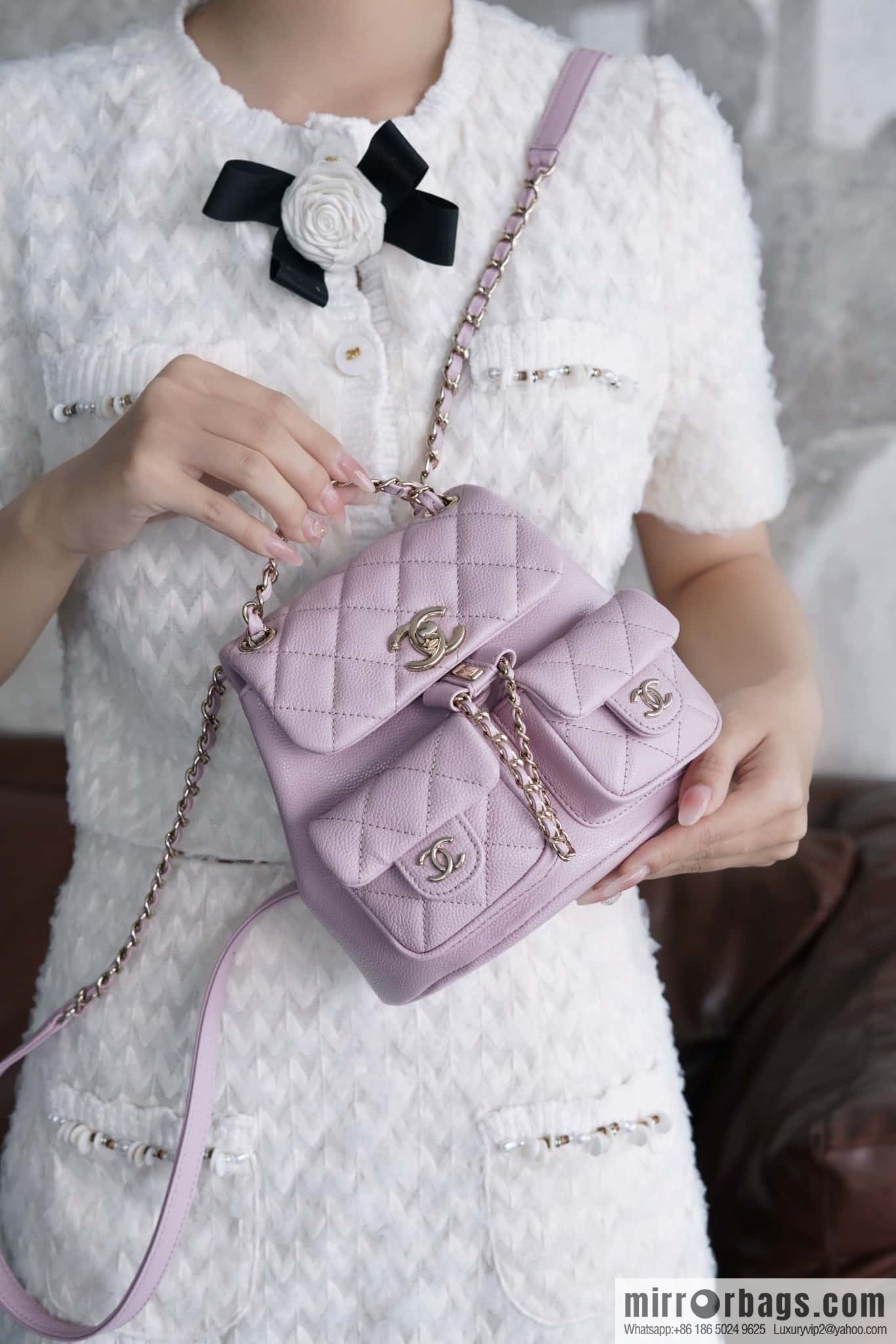 CHANEL Duma backpack, small, pink, genuine leather AS3787.