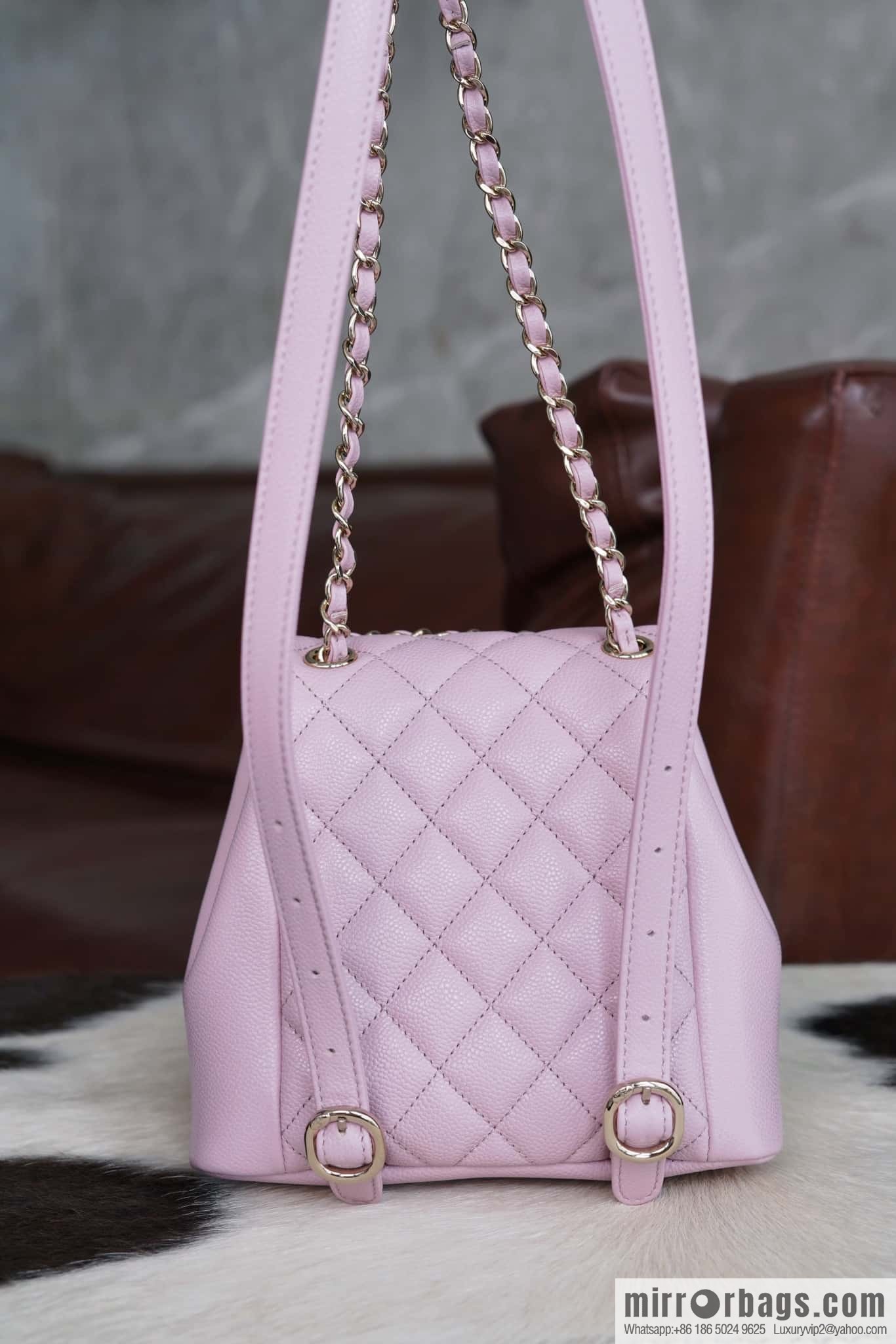 CHANEL Duma backpack, small, pink, genuine leather AS3787.