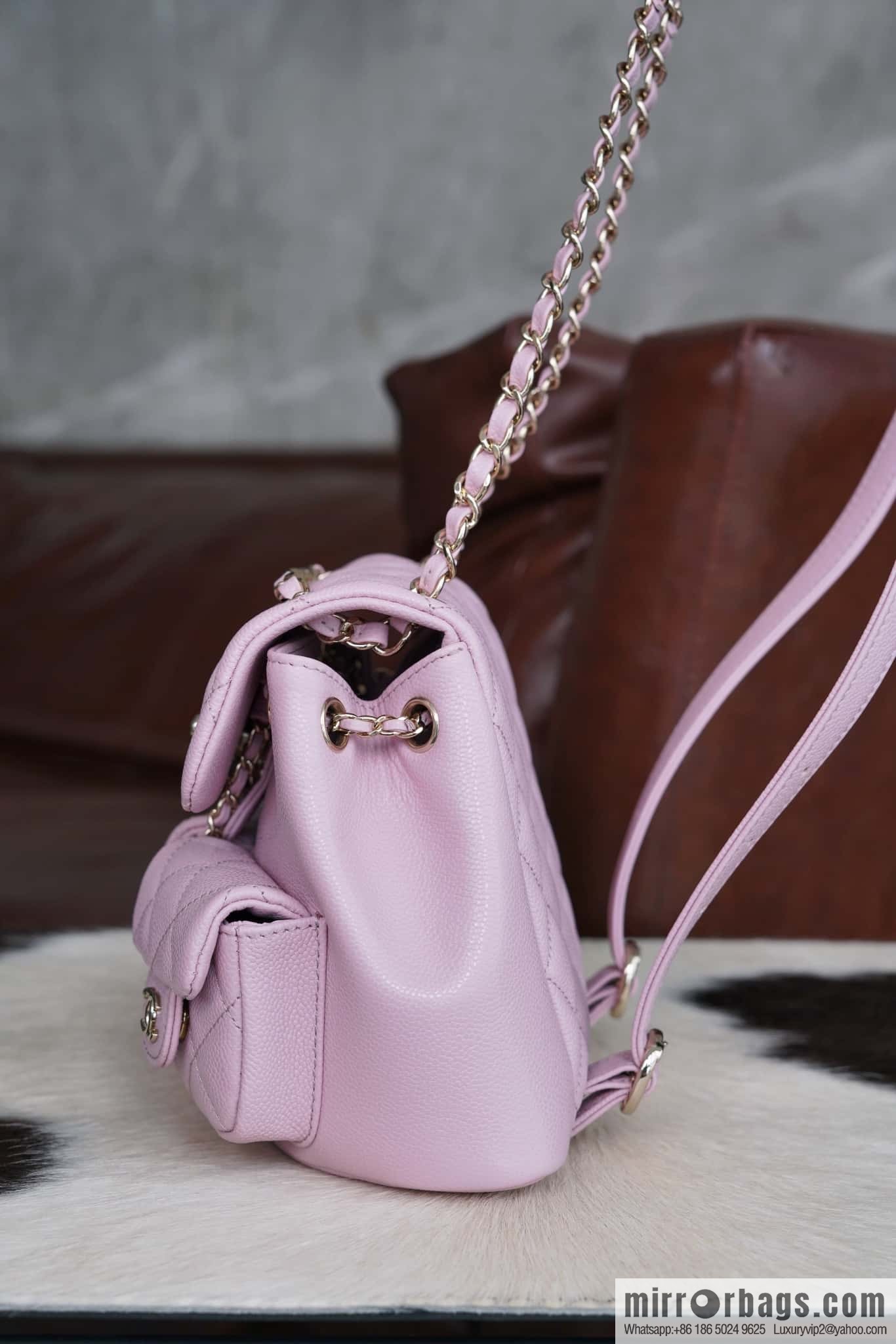 CHANEL Duma backpack, small, pink, genuine leather AS3787.