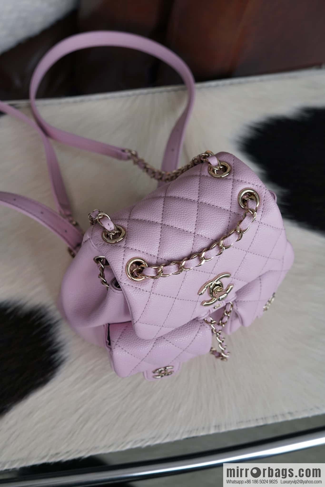 CHANEL Duma backpack, small, pink, genuine leather AS3787.