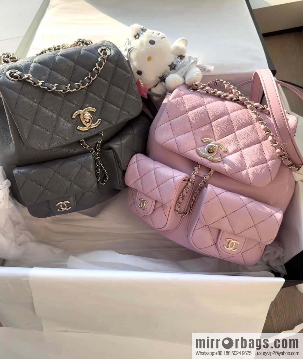 CHANEL Duma backpack, genuine leather, pink medium AS3860.