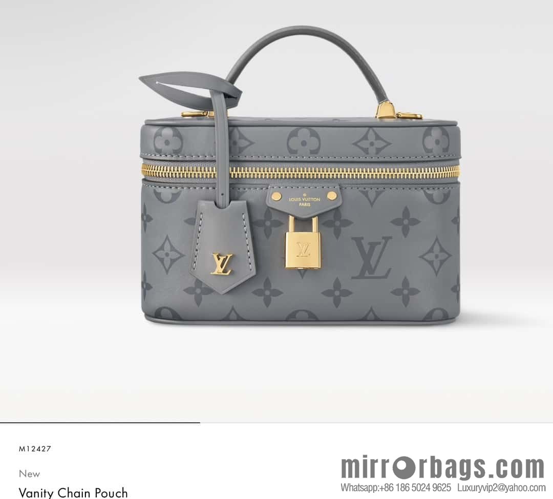 [Boutique‑grade] M12427 shark gray silk screen printing, full leather chain bag series Vanity Chain Pouch handbag
