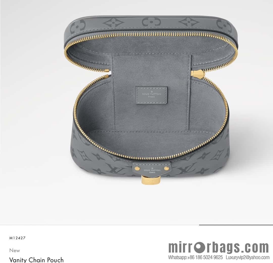 [Boutique‑grade] M12427 shark gray silk screen printing, full leather chain bag series Vanity Chain Pouch handbag