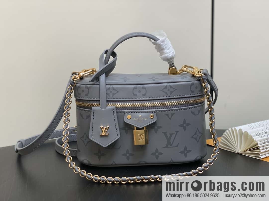 [Boutique‑grade] M12427 shark gray silk screen printing, full leather chain bag series Vanity Chain Pouch handbag