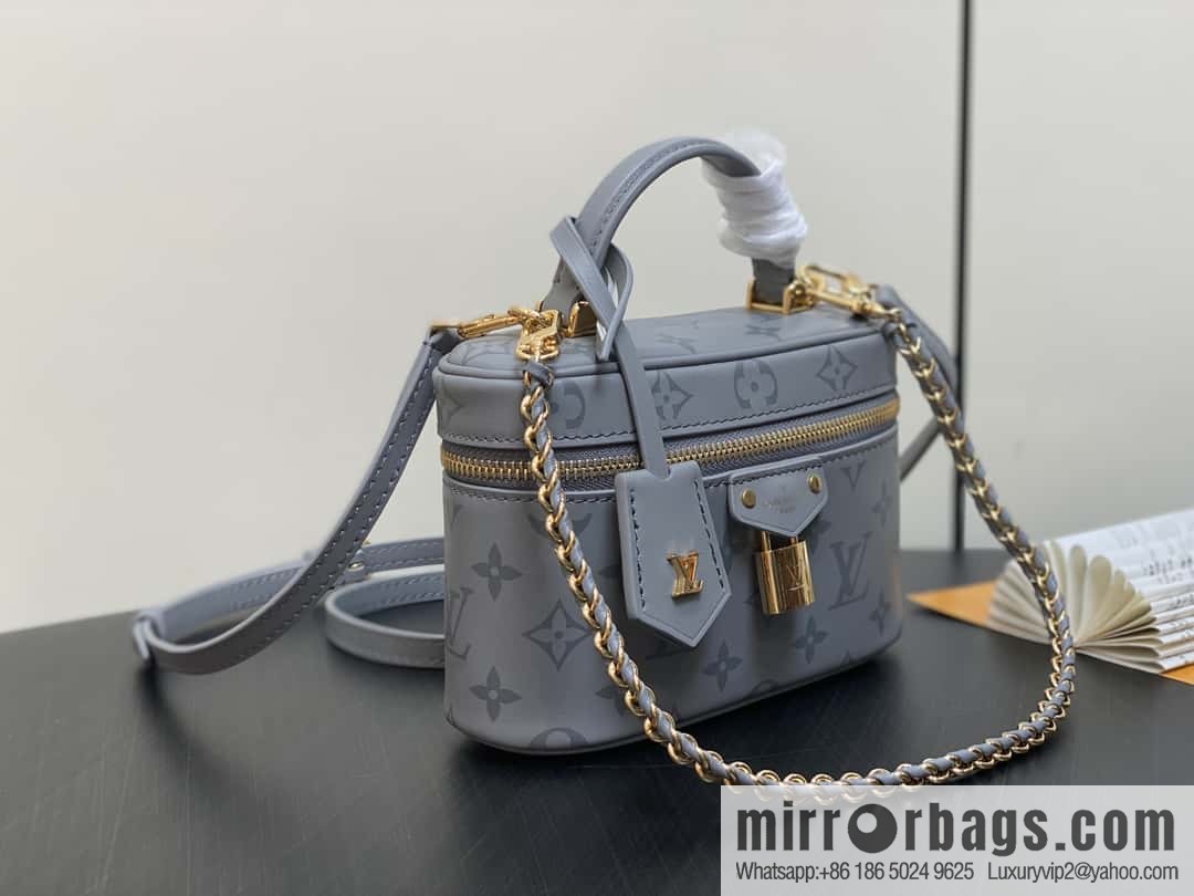 [Boutique‑grade] M12427 shark gray silk screen printing, full leather chain bag series Vanity Chain Pouch handbag