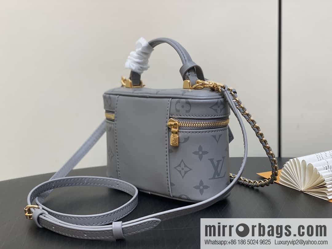 [Boutique‑grade] M12427 shark gray silk screen printing, full leather chain bag series Vanity Chain Pouch handbag