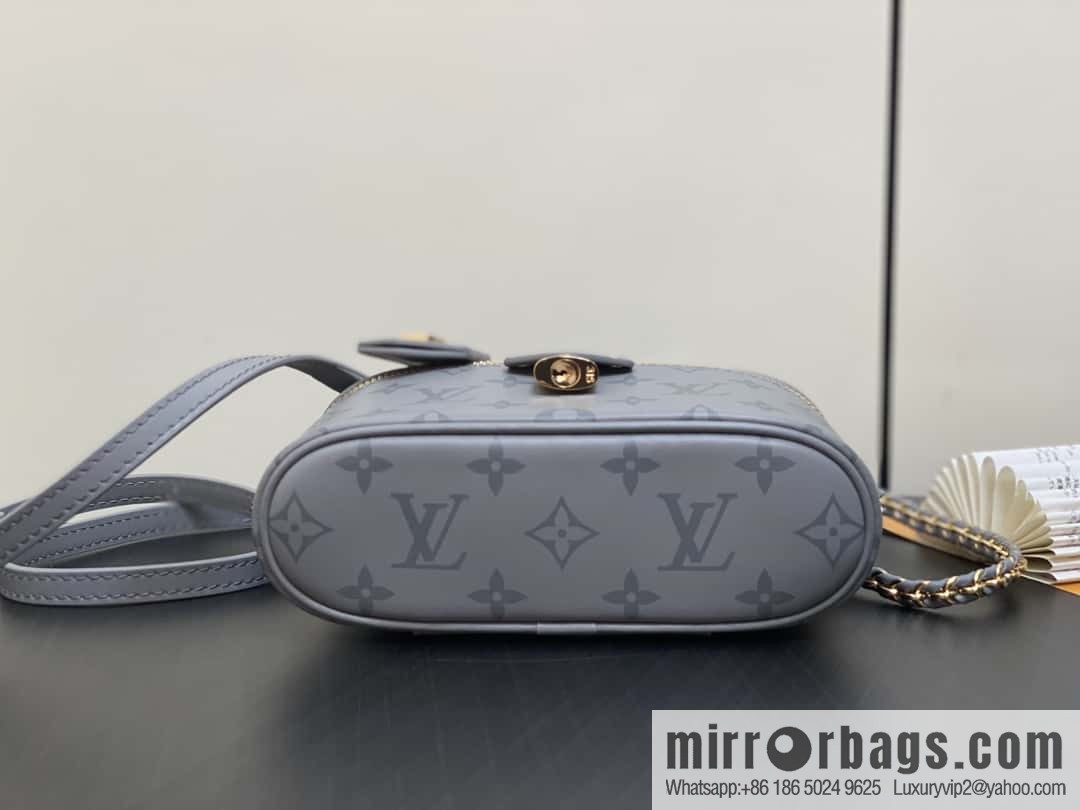 [Boutique‑grade] M12427 shark gray silk screen printing, full leather chain bag series Vanity Chain Pouch handbag