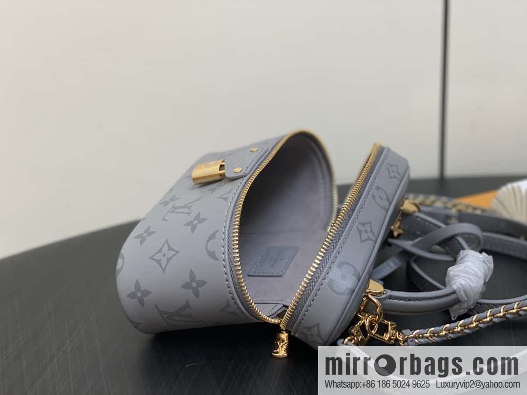 [Boutique‑grade] M12427 shark gray silk screen printing, full leather chain bag series Vanity Chain Pouch handbag
