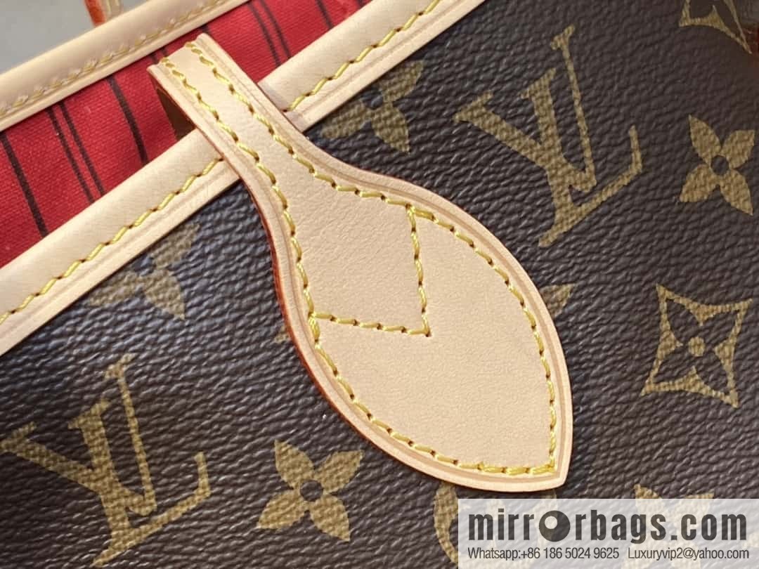 [Boutique‑grade] M12096 old flower red, double-sided available, variable code chip version, shopping bag series NEVERFULL medium handbag