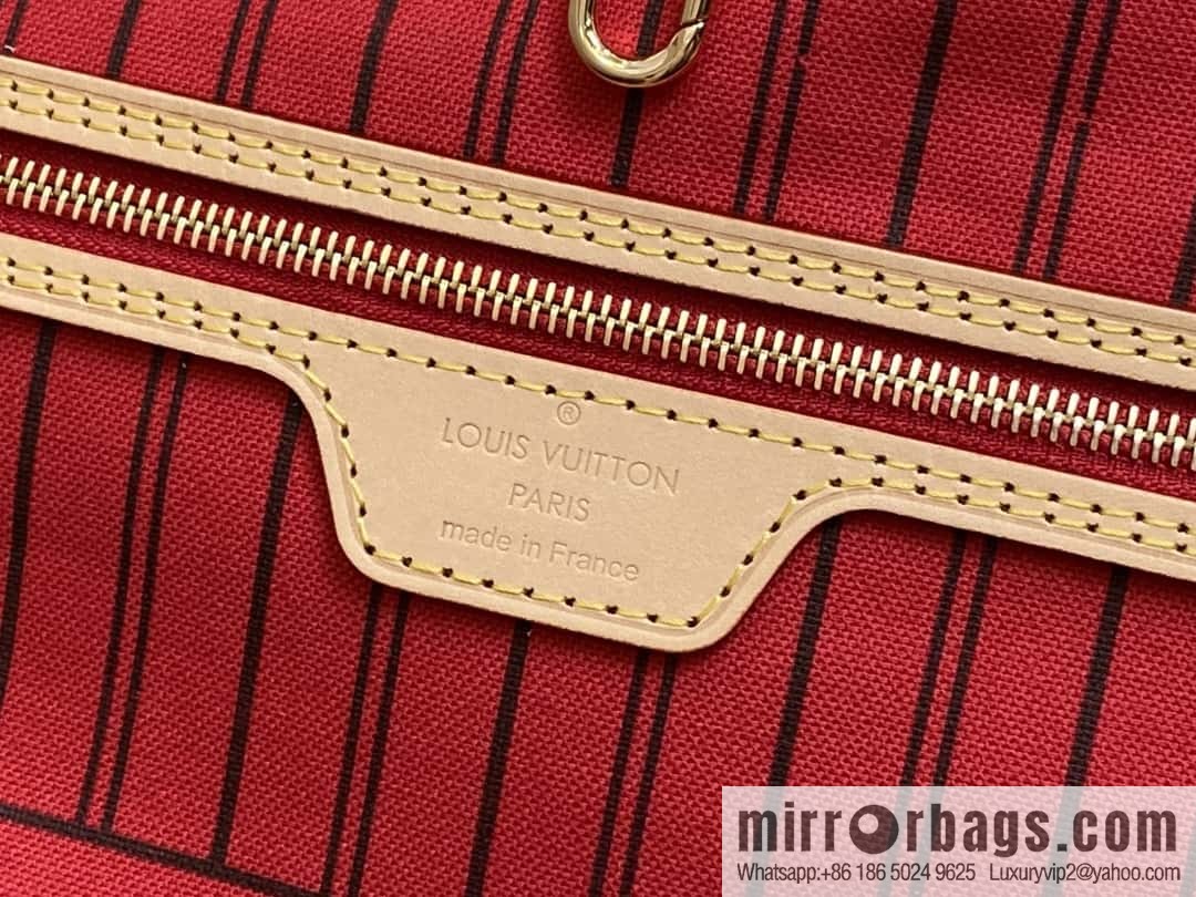 [Boutique‑grade] M12096 old flower red, double-sided available, variable code chip version, shopping bag series NEVERFULL medium handbag