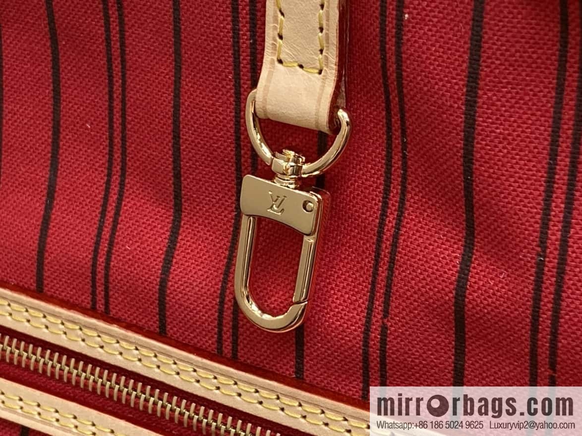 [Boutique‑grade] M12096 old flower red, double-sided available, variable code chip version, shopping bag series NEVERFULL medium handbag