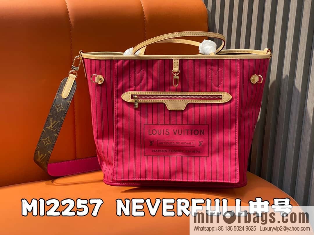 [Boutique‑grade] M12257 presbyopia plum red, available on both sides, variable code chip version, shopping bag series NEVERFULL medium handbag