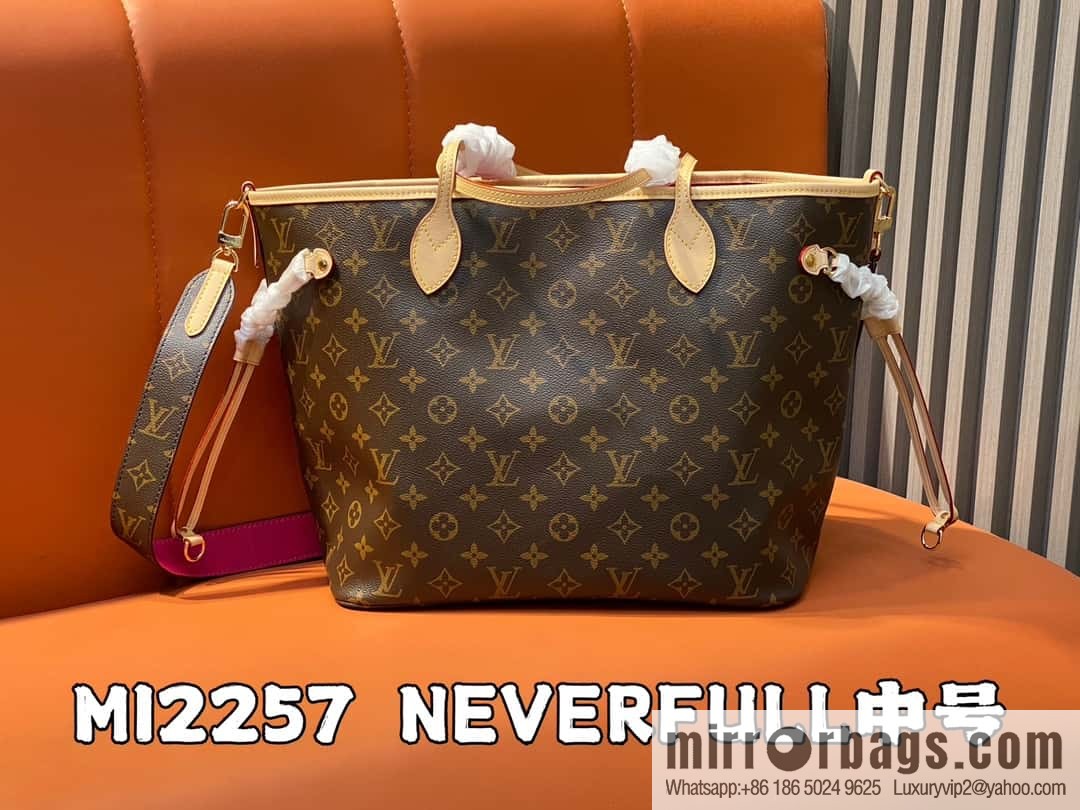 [Boutique‑grade] M12257 presbyopia plum red, available on both sides, variable code chip version, shopping bag series NEVERFULL medium handbag