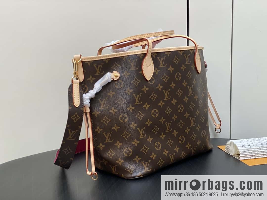 [Boutique‑grade] M12257 presbyopia plum red, available on both sides, variable code chip version, shopping bag series NEVERFULL medium handbag