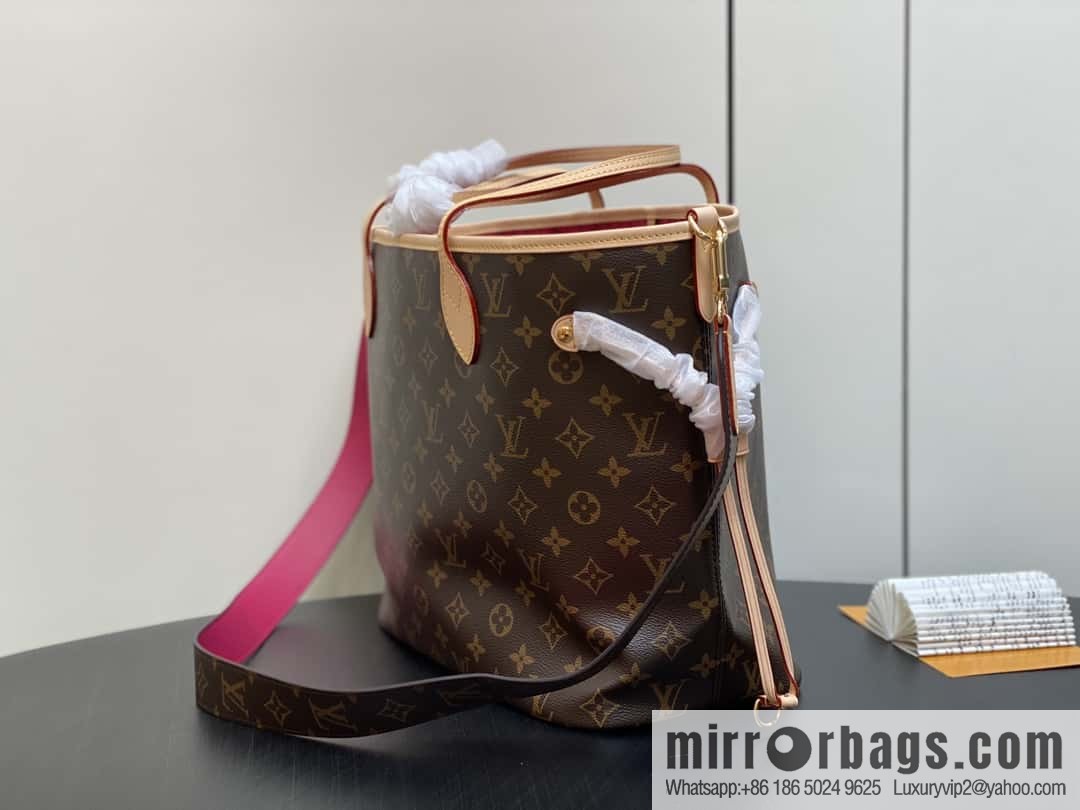 [Boutique‑grade] M12257 presbyopia plum red, available on both sides, variable code chip version, shopping bag series NEVERFULL medium handbag