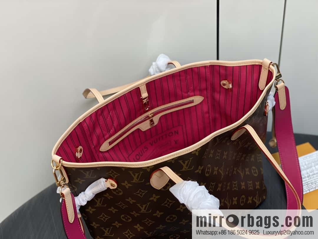 [Boutique‑grade] M12257 presbyopia plum red, available on both sides, variable code chip version, shopping bag series NEVERFULL medium handbag