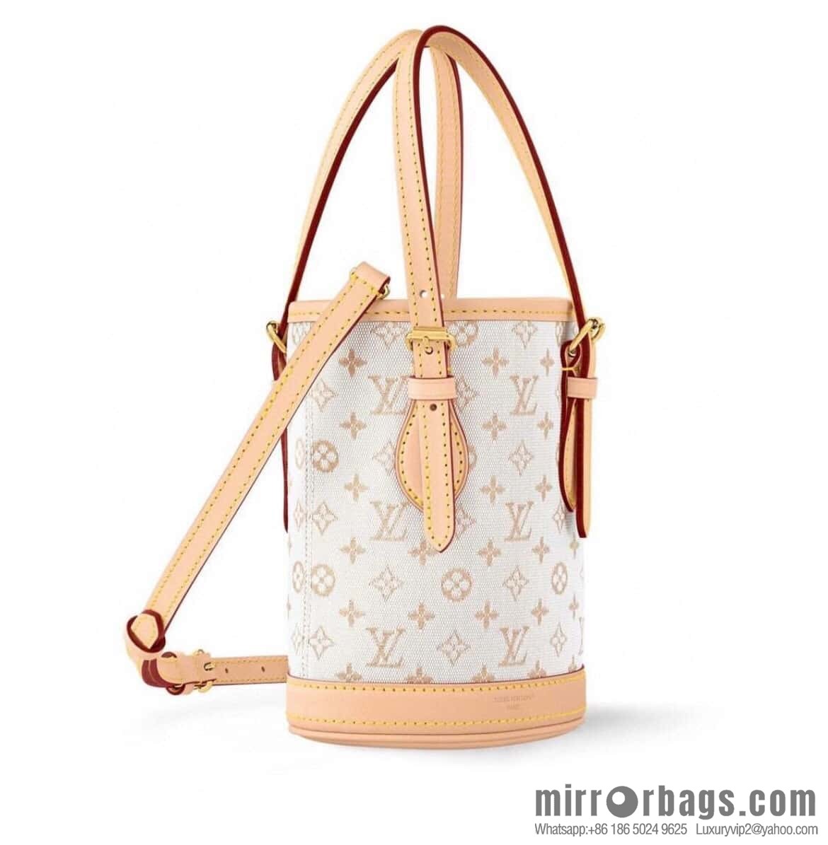 [Boutique‑grade] M12317 white denim, mini bucket bag series Nano Bucket Mini bucket handbag