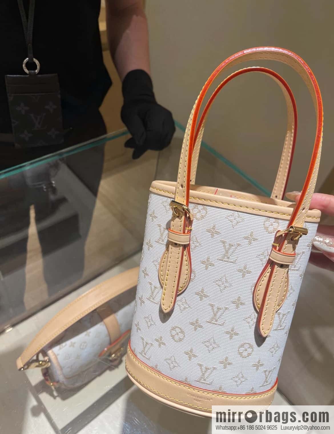[Boutique‑grade] M12317 white denim, mini bucket bag series Nano Bucket Mini bucket handbag