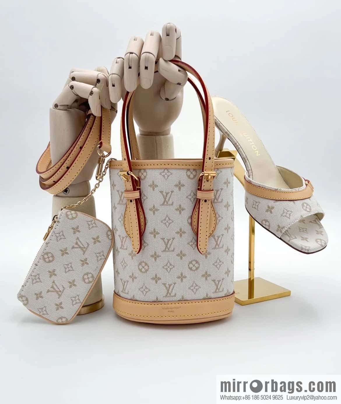 [Boutique‑grade] M12317 white denim, mini bucket bag series Nano Bucket Mini bucket handbag