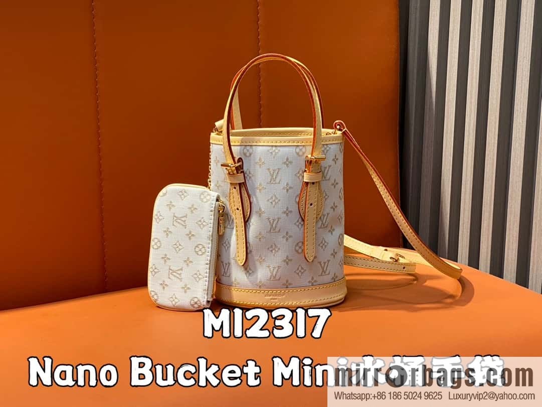 [Boutique‑grade] M12317 white denim, mini bucket bag series Nano Bucket Mini bucket handbag