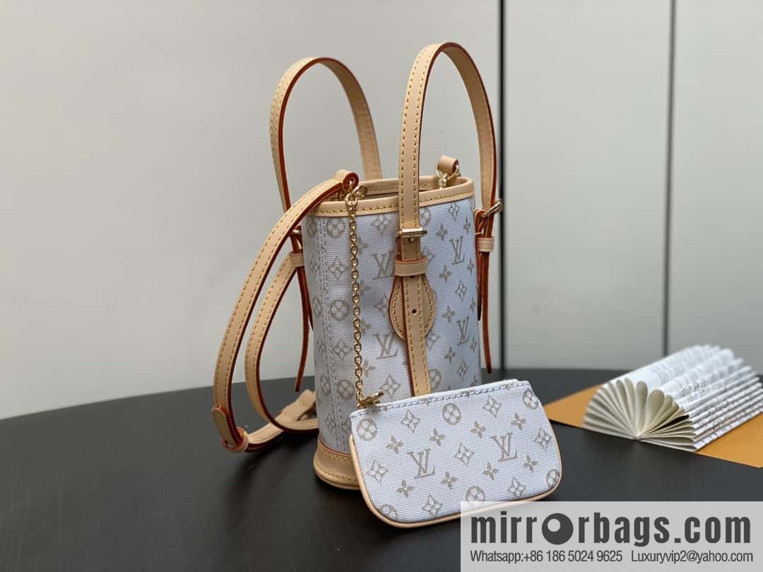 [Boutique‑grade] M12317 white denim, mini bucket bag series Nano Bucket Mini bucket handbag