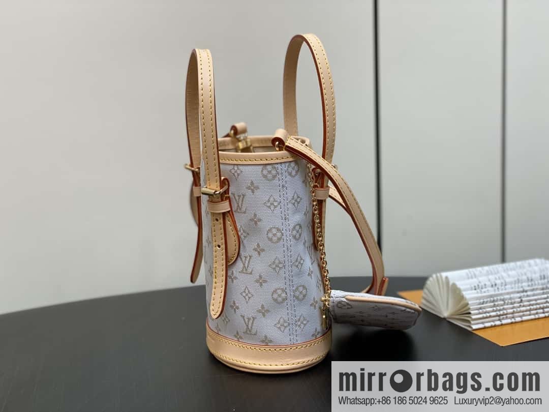 [Boutique‑grade] M12317 white denim, mini bucket bag series Nano Bucket Mini bucket handbag