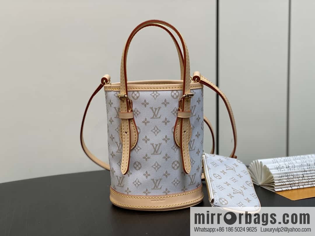 [Boutique‑grade] M12317 white denim, mini bucket bag series Nano Bucket Mini bucket handbag