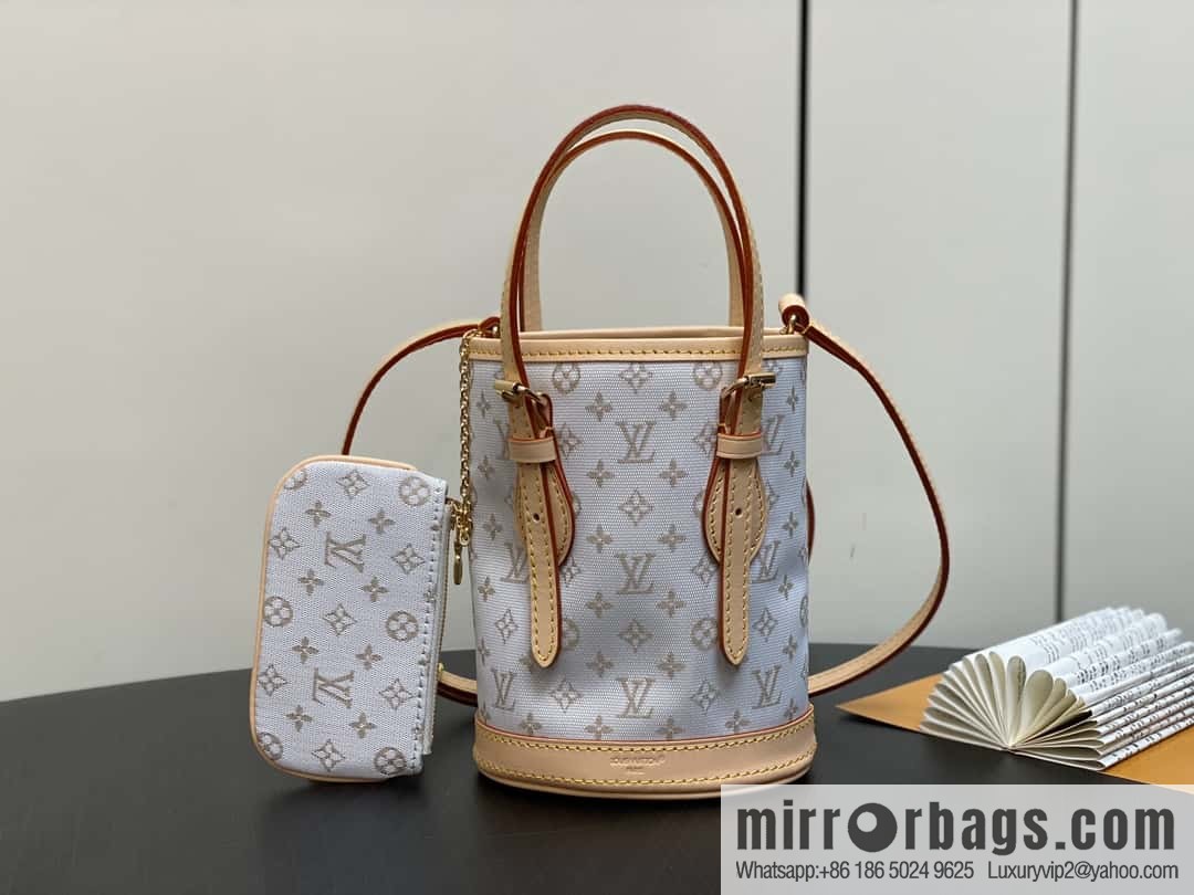 [Boutique‑grade] M12317 white denim, mini bucket bag series Nano Bucket Mini bucket handbag